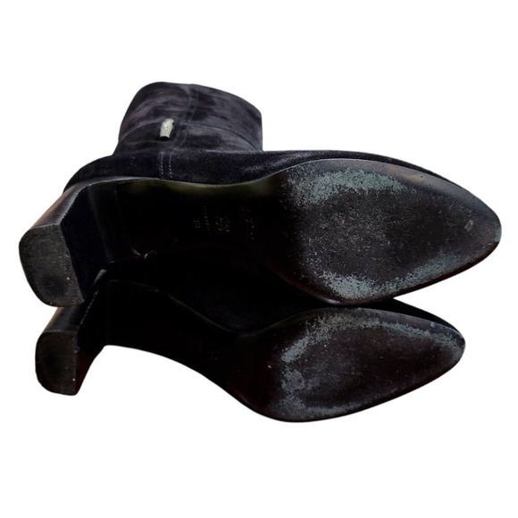 Longchamp -women’s Roseau Heeled boots Black suede leather Bamboo logo EU 38/7.5 - Picture 12 of 14